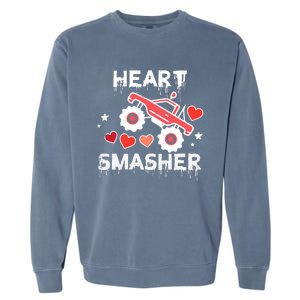 Valentines Day Monster Truck Heart Smasher Boy Garment-Dyed Sweatshirt