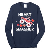 Valentines Day Monster Truck Heart Smasher Boy Long Sleeve Shirt