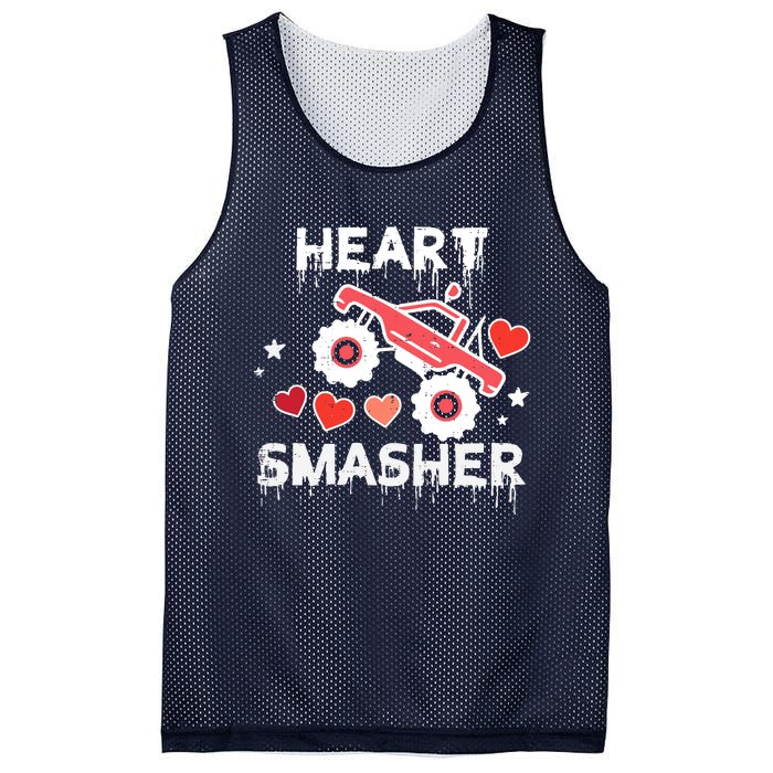 Valentines Day Monster Truck Heart Smasher Boy Mesh Reversible Basketball Jersey Tank