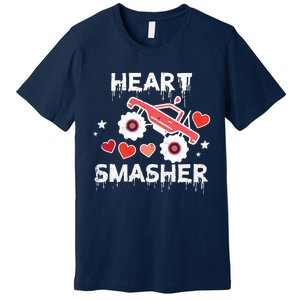 Valentines Day Monster Truck Heart Smasher Boy Premium T-Shirt