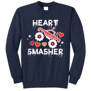 Valentines Day Monster Truck Heart Smasher Boy Tall Sweatshirt