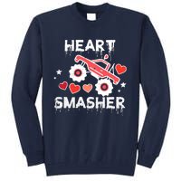 Valentines Day Monster Truck Heart Smasher Boy Tall Sweatshirt