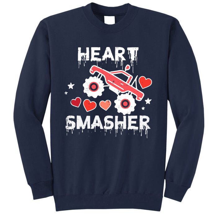 Valentines Day Monster Truck Heart Smasher Boy Tall Sweatshirt