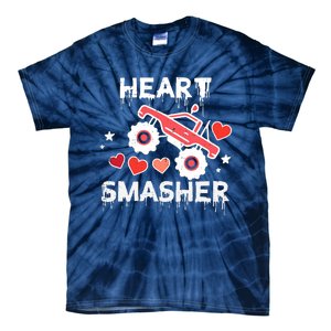 Valentines Day Monster Truck Heart Smasher Boy Tie-Dye T-Shirt