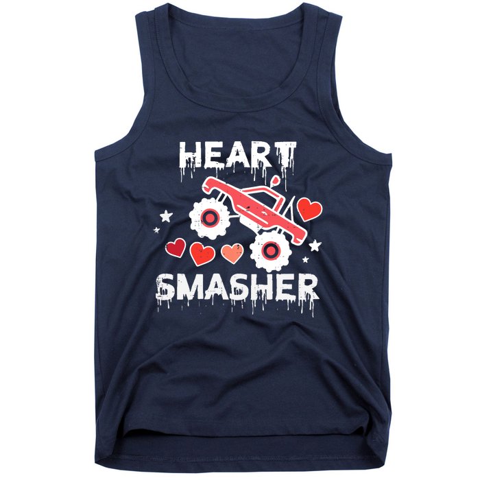 Valentines Day Monster Truck Heart Smasher Boy Tank Top