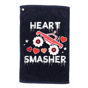 Valentines Day Monster Truck Heart Smasher Boy Platinum Collection Golf Towel