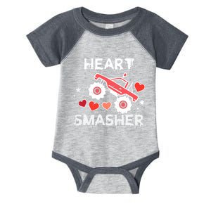 Valentines Day Monster Truck Heart Smasher Boy Infant Baby Jersey Bodysuit