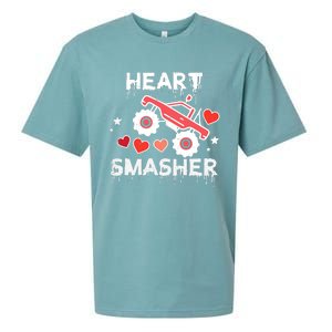 Valentines Day Monster Truck Heart Smasher Boy Sueded Cloud Jersey T-Shirt