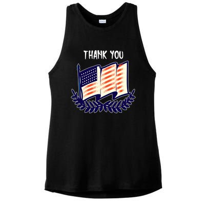 Veterans Day Memorial For Ex Military Service Thank You Gift Ladies PosiCharge Tri-Blend Wicking Tank