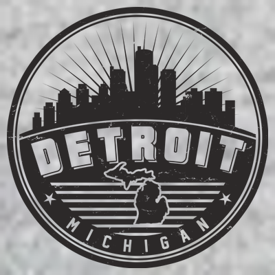 Vintage Detroit Michigan Skyline Emblem T-Shirt
