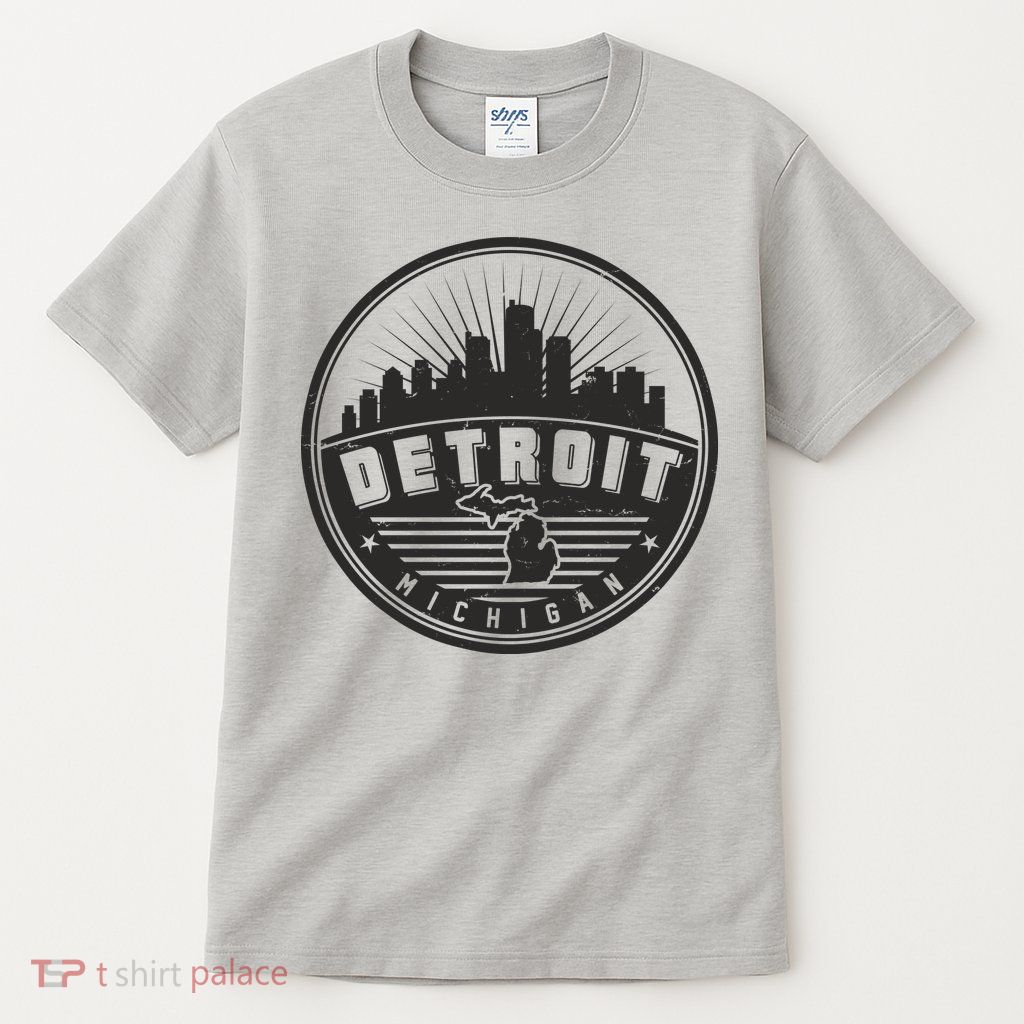 Vintage Detroit Michigan Skyline Emblem Tall T-Shirt