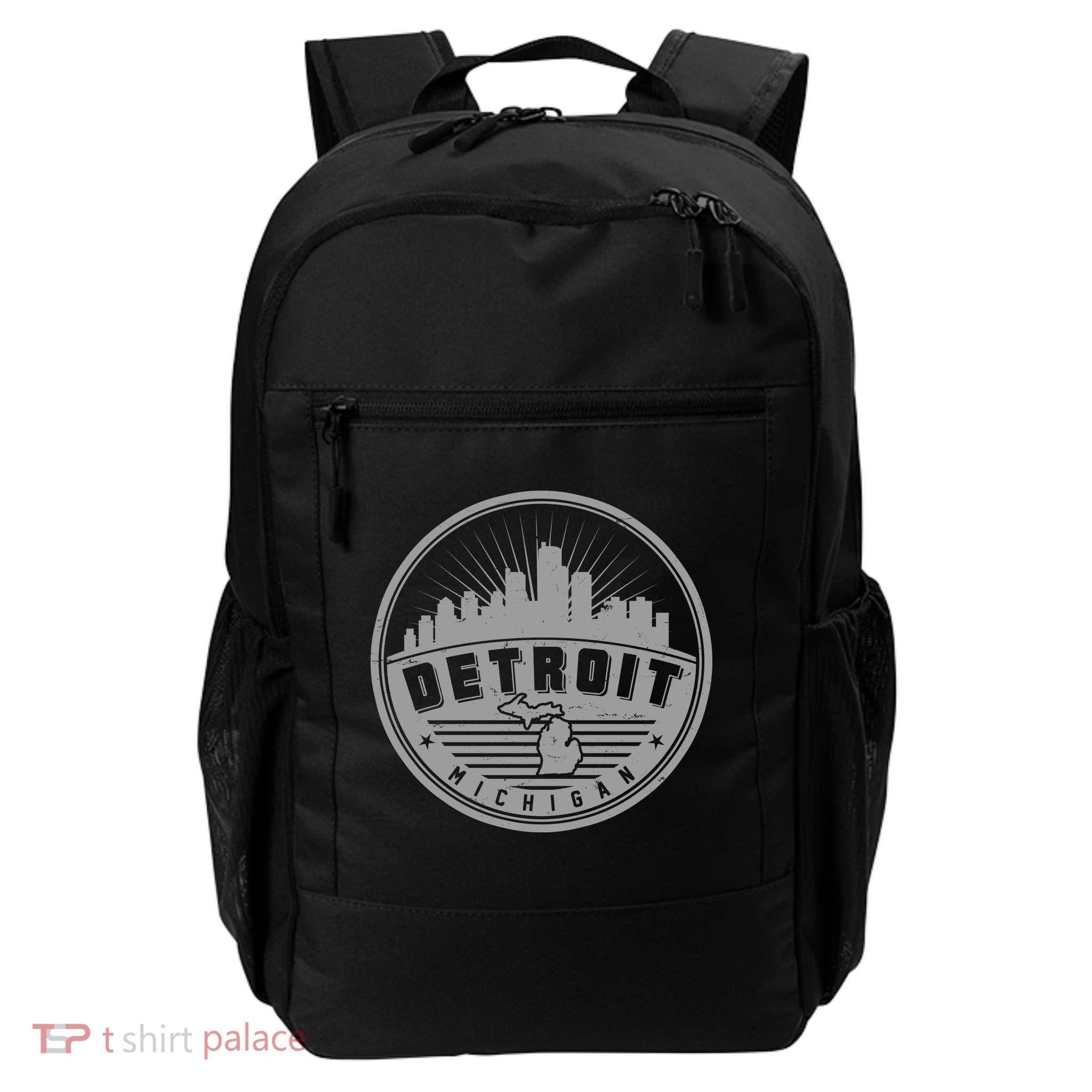 Vintage Detroit Michigan Skyline Emblem Backpack