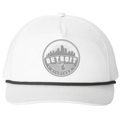 Vintage Detroit Michigan Skyline Emblem Snapback Five-Panel Rope Hat