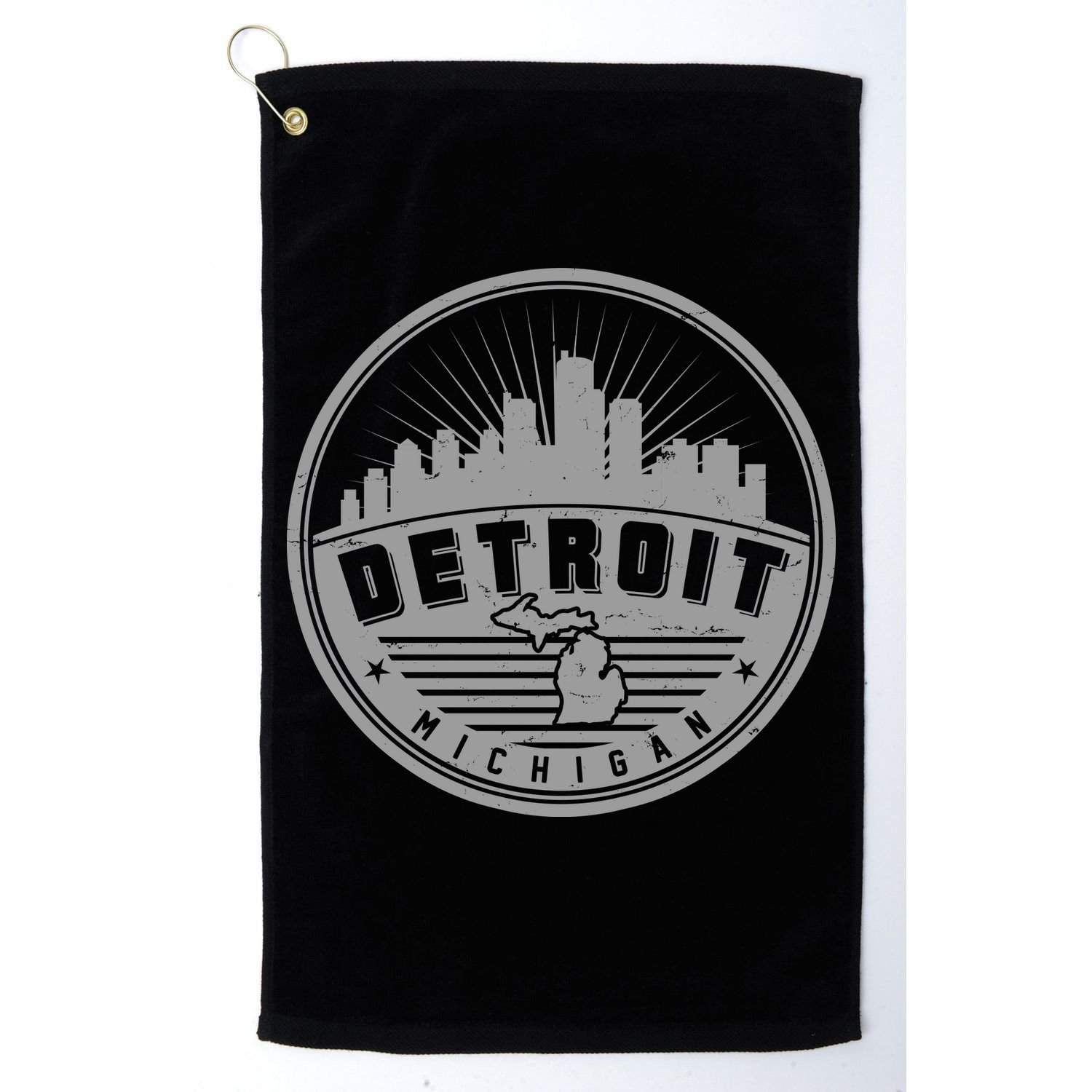Vintage Detroit Michigan Skyline Emblem Golf Towel