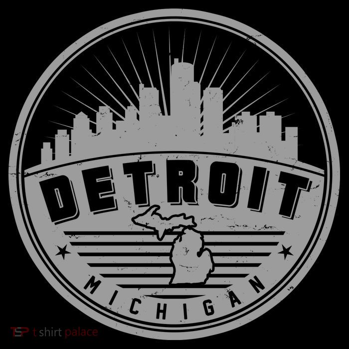 Vintage Detroit Michigan Skyline Emblem Kids T-Shirt