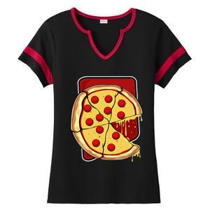 Valentine's Day Missing Piece Pizza Slice Couple Ladies Halftime Notch Neck Tee