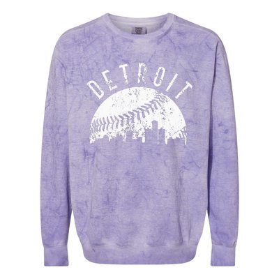 Vintage Detroit Michigan Skyline Apparel Colorblast Crewneck Sweatshirt