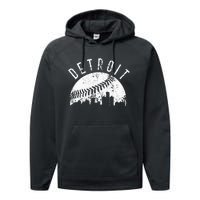 Vintage Detroit Michigan Skyline Apparel Performance Fleece Hoodie