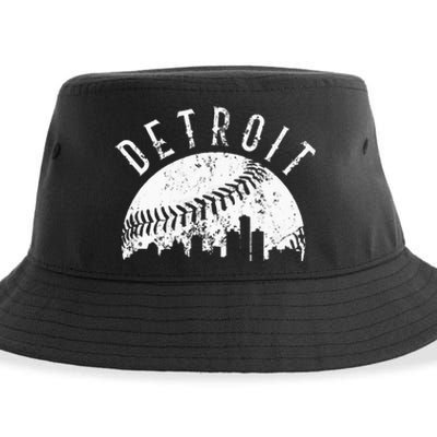 Vintage Detroit Michigan Skyline Apparel Sustainable Bucket Hat