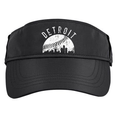 Vintage Detroit Michigan Skyline Apparel Adult Drive Performance Visor