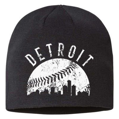 Vintage Detroit Michigan Skyline Apparel Sustainable Beanie