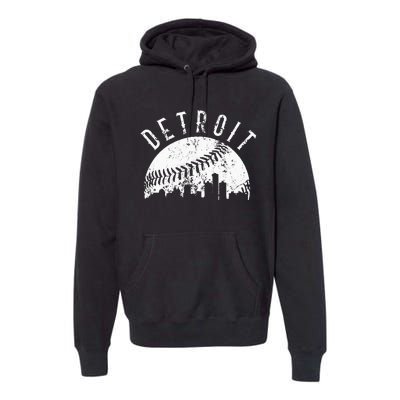 Vintage Detroit Michigan Skyline Apparel Premium Hoodie