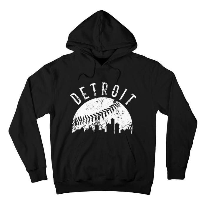 Vintage Detroit Michigan Skyline Apparel Tall Hoodie