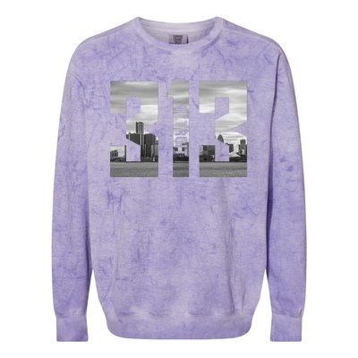 Vintage Detroit Michigan 313 Area Code Skyline Colorblast Crewneck Sweatshirt