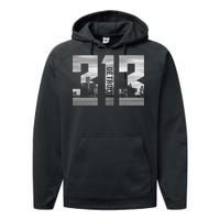 Vintage Detroit Michigan 313 Area Code Skyline Performance Fleece Hoodie