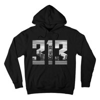 Vintage Detroit Michigan 313 Area Code Skyline Hoodie