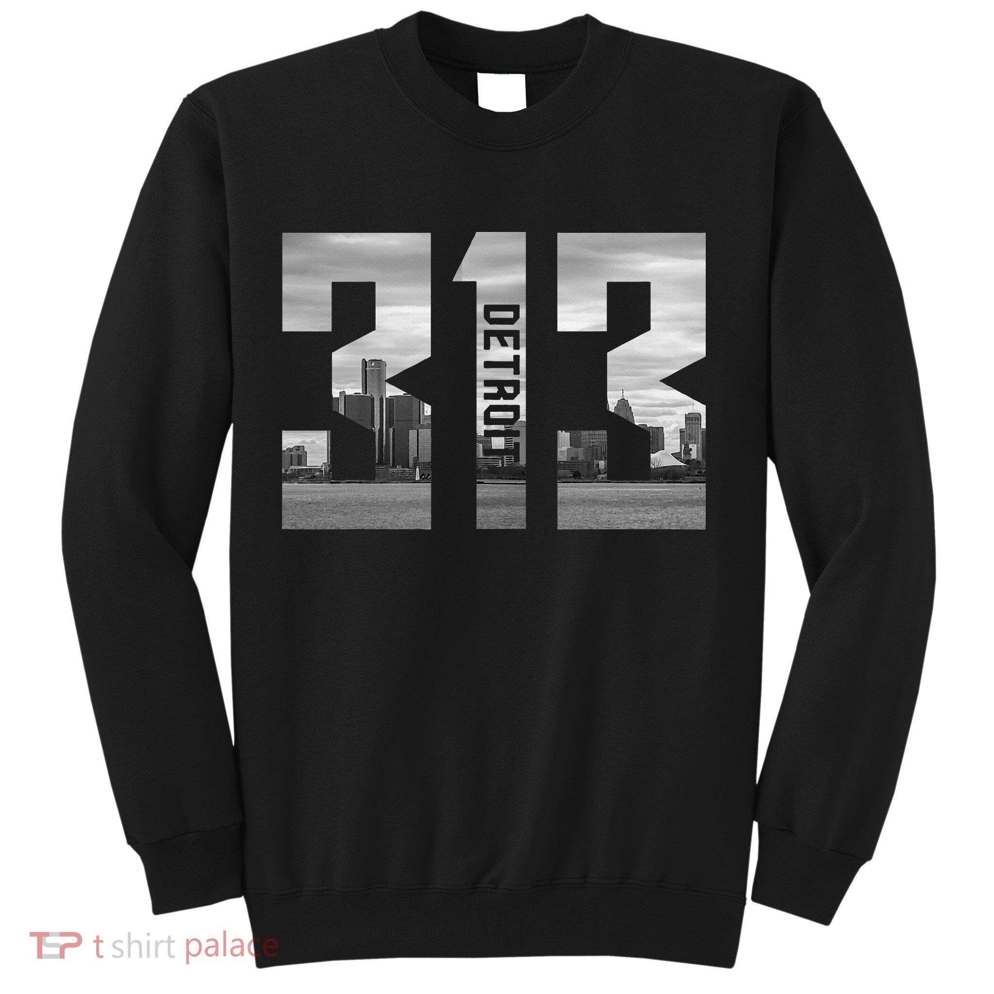 Vintage Detroit Michigan 313 Area Code Skyline Sweatshirt