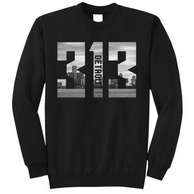 Vintage Detroit Michigan 313 Area Code Skyline Sweatshirt