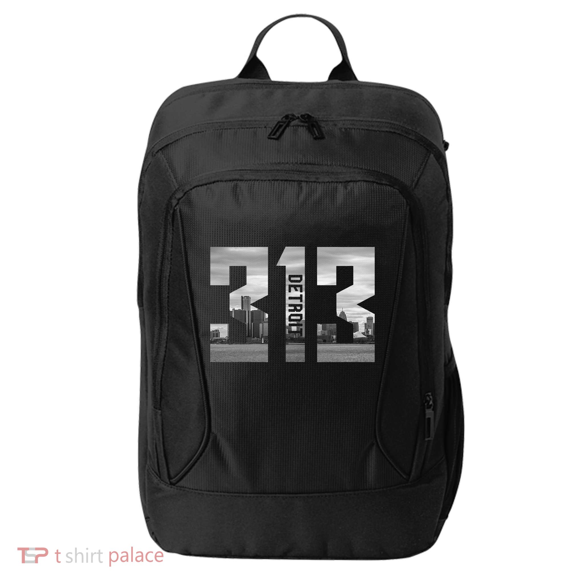 Vintage Detroit Michigan 313 Area Code Skyline City Backpack