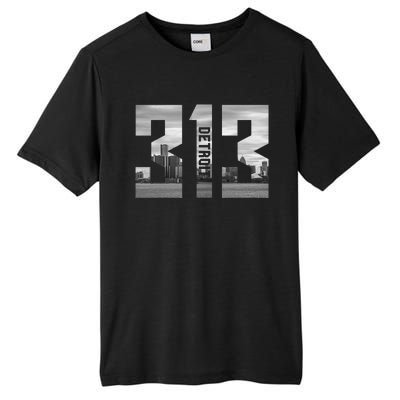 Vintage Detroit Michigan 313 Area Code Skyline Tall Fusion ChromaSoft Performance T-Shirt