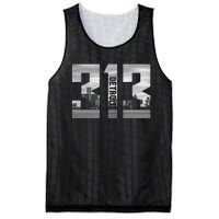 Vintage Detroit Michigan 313 Area Code Skyline Mesh Reversible Basketball Jersey Tank