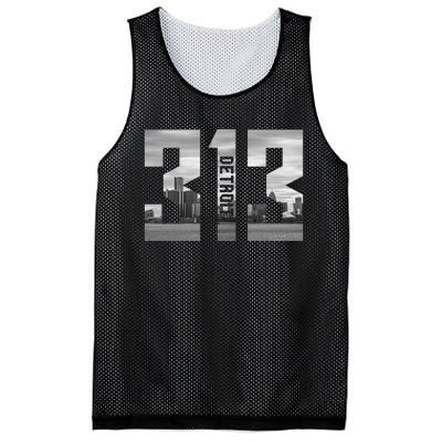 Vintage Detroit Michigan 313 Area Code Skyline Mesh Reversible Basketball Jersey Tank