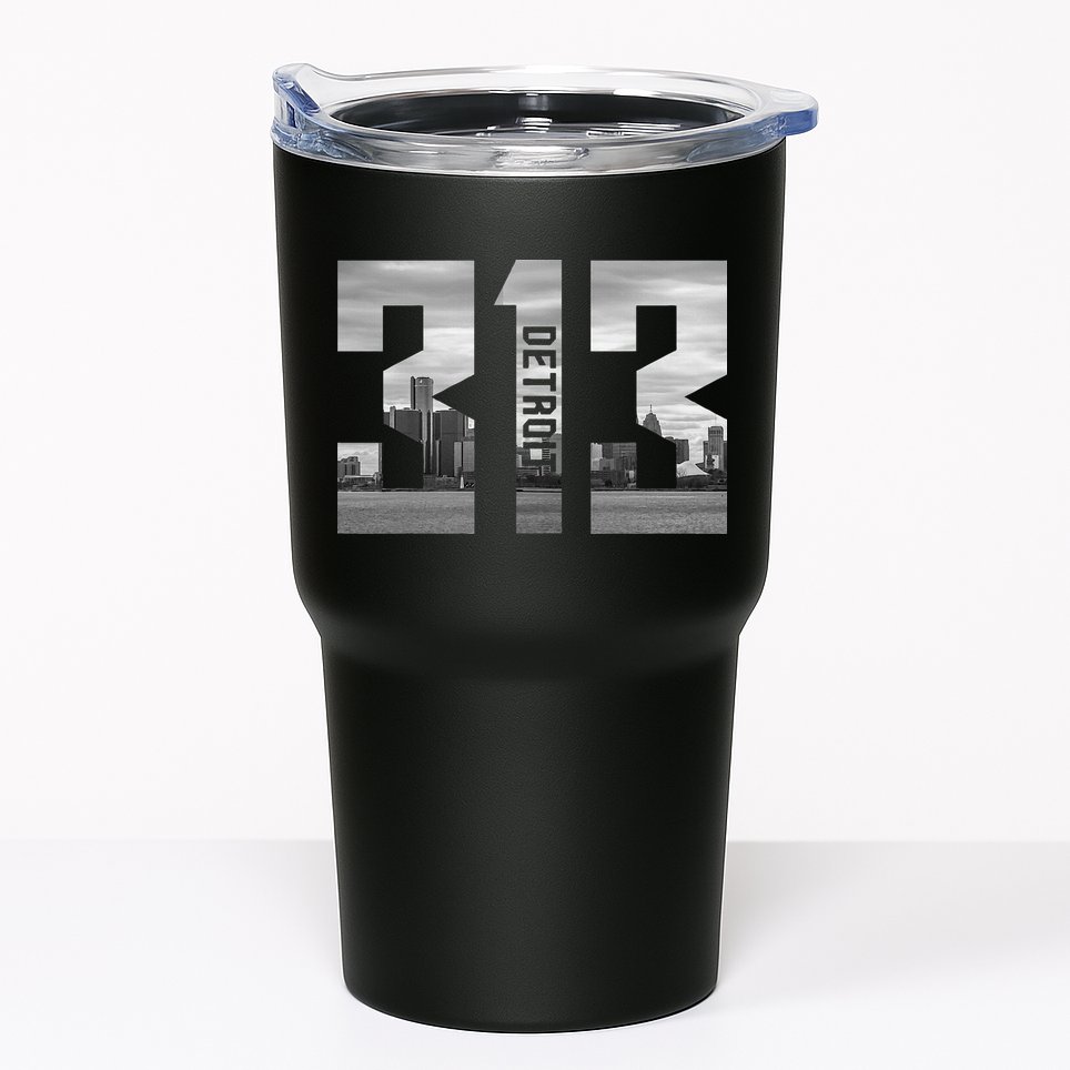 Vintage Detroit Michigan 313 Area Code Skyline Tumbler