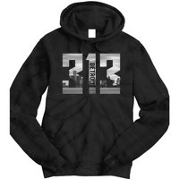 Vintage Detroit Michigan 313 Area Code Skyline Tie Dye Hoodie