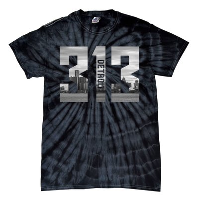 Vintage Detroit Michigan 313 Area Code Skyline Tie-Dye T-Shirt