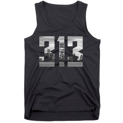 Vintage Detroit Michigan 313 Area Code Skyline Tank Top