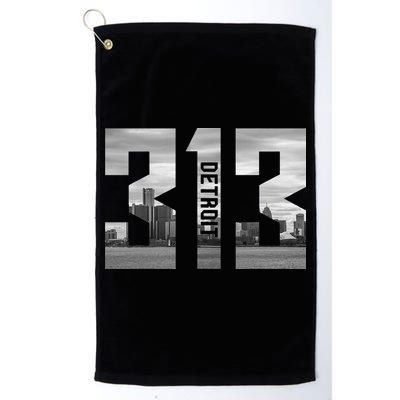 Vintage Detroit Michigan 313 Area Code Skyline Golf Towel