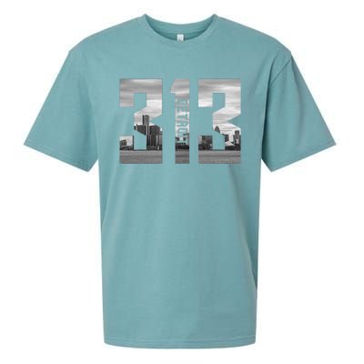 Vintage Detroit Michigan 313 Area Code Skyline Sueded Cloud Jersey T-Shirt