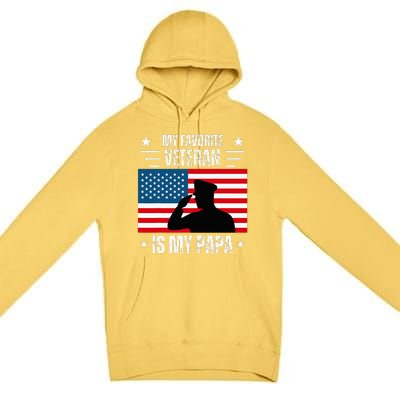 Veterans Day Military My Favorite Veteran Is My Papa Kids Premium Pullover Hoodie