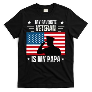 Veterans Day Military My Favorite Veteran Is My Papa Kids T-Shirt