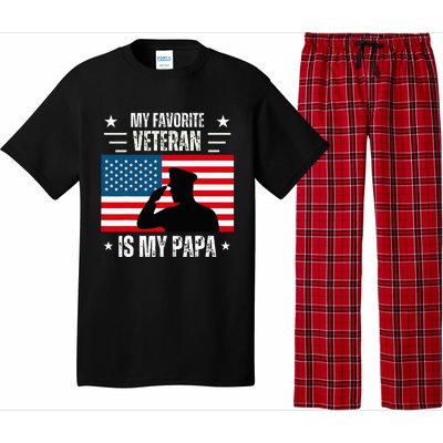 Veterans Day Military My Favorite Veteran Is My Papa Kids Pajama Set