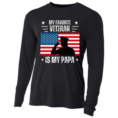 Veterans Day Military My Favorite Veteran Is My Papa Kids Cooling Performance Long Sleeve Crew