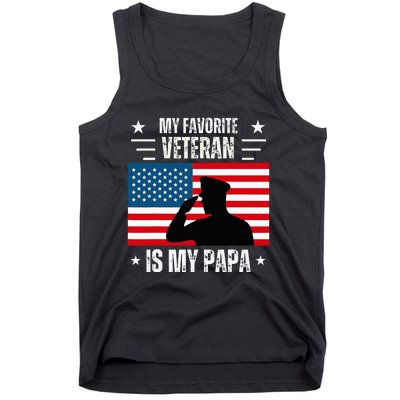 Veterans Day Military My Favorite Veteran Is My Papa Kids Tank Top