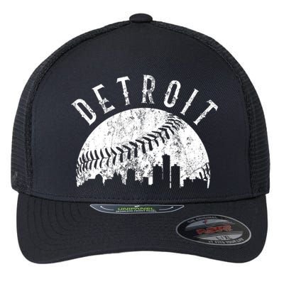 Vintage Detroit Michigan Skyline Apparel Flexfit Unipanel Trucker Cap