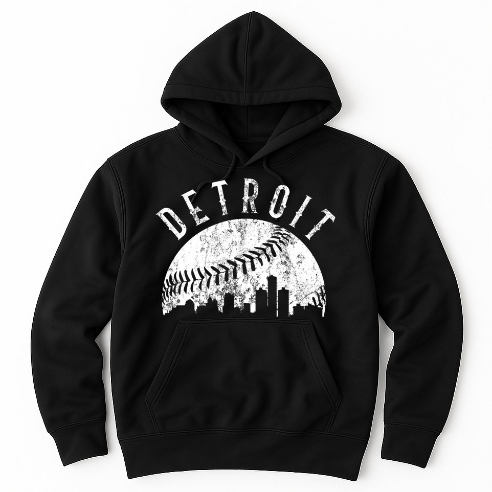 Vintage Detroit Michigan Skyline Apparel Hoodie