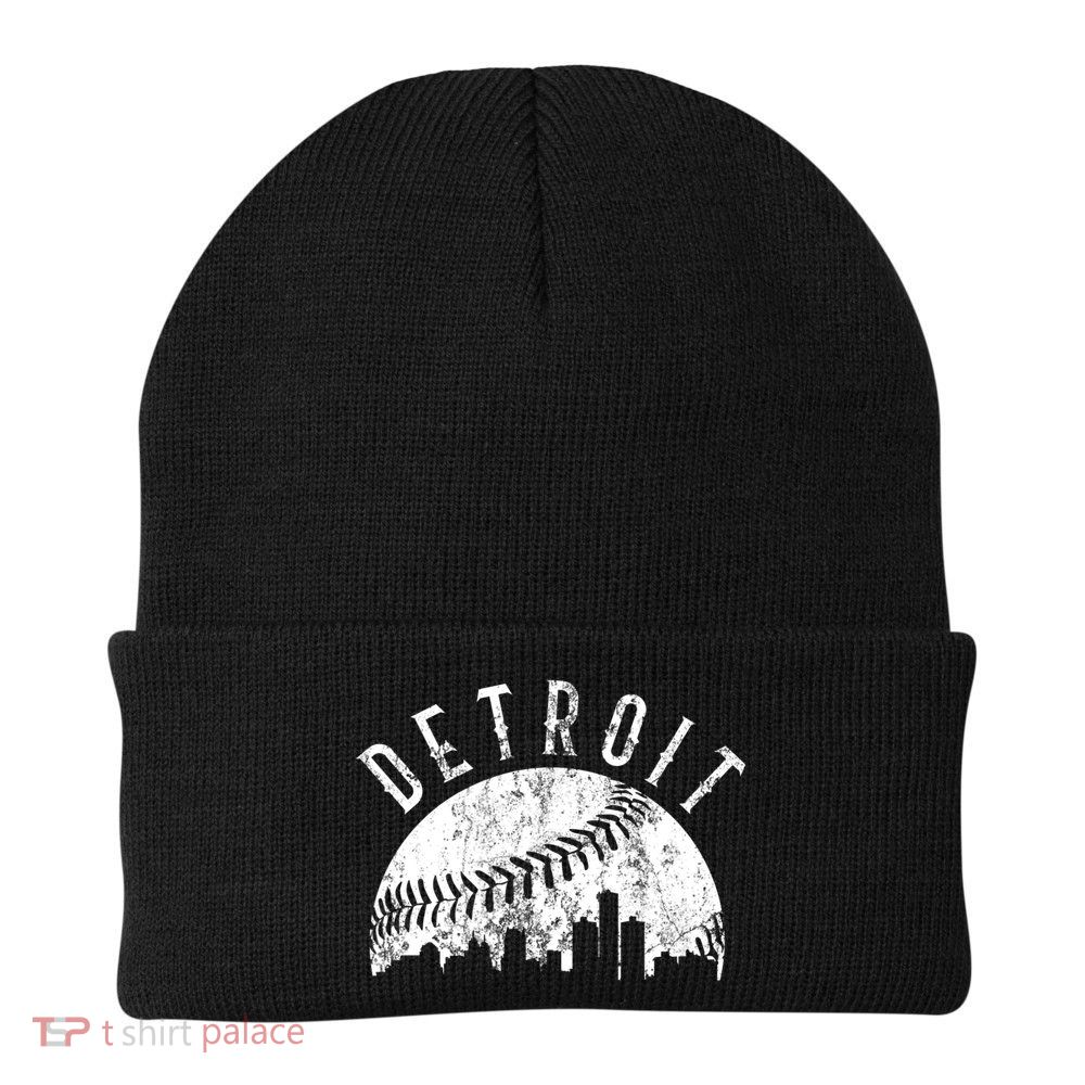 Vintage Detroit Michigan Skyline Apparel Beanie